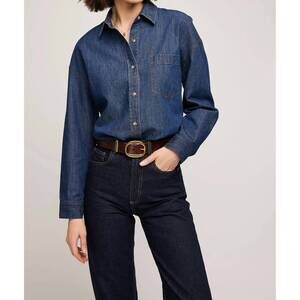 NEW GENTLE FAWN whitney denim button down shirt in dark wash